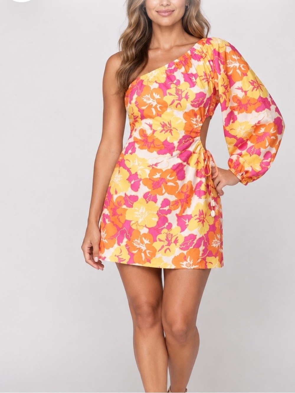 L*space Kensa Floral One-Shoulder Mini Skirt - Pink & Orange